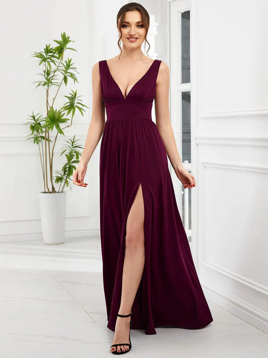 ever SORAYA|V-Neck High Slit Empire Waist Floor-Length Evening Dress - Image 66