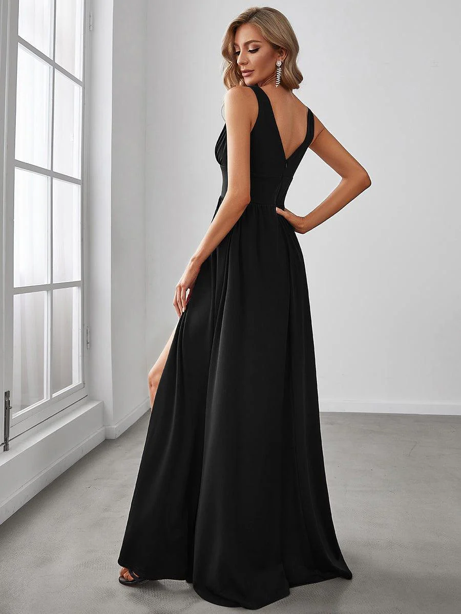 ever SORAYA|V-Neck High Slit Empire Waist Floor-Length Evening Dress - Image 7