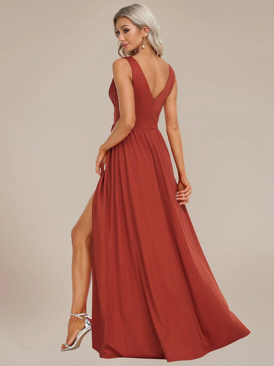 ever SORAYA|V-Neck High Slit Empire Waist Floor-Length Evening Dress - Image 87