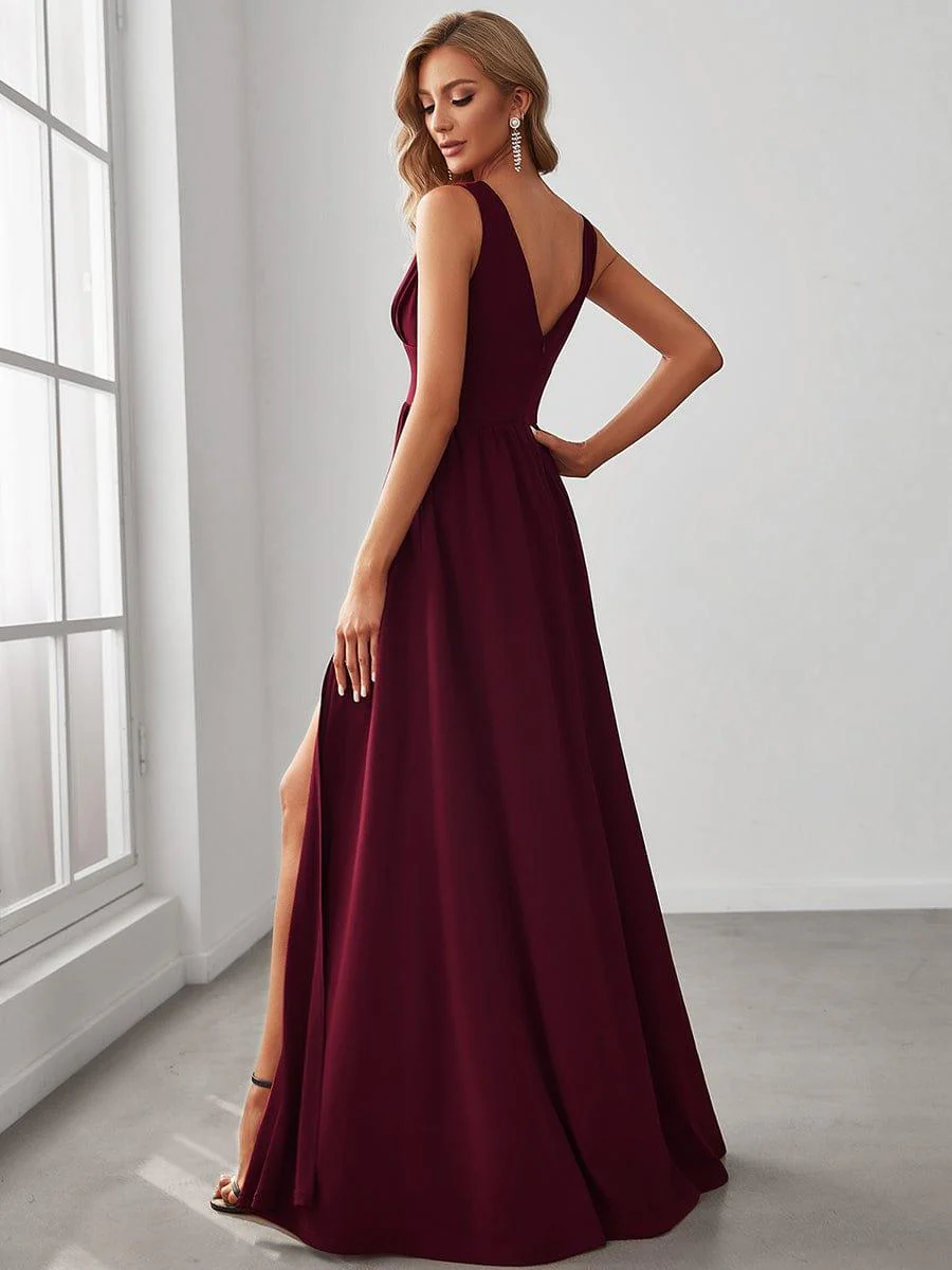 ever SORAYA|V-Neck High Slit Empire Waist Floor-Length Evening Dress - Image 9
