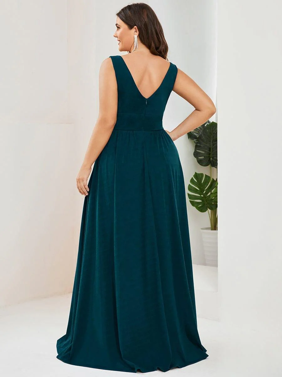 ever SORAYA|V-Neck High Slit Empire Waist Floor-Length Evening Dress - Image 98