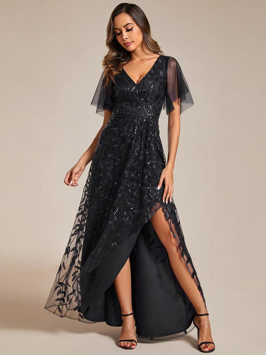 ever ALIX|V-Neck High Slit Sequined Wedding Guest Dresses - Image 14