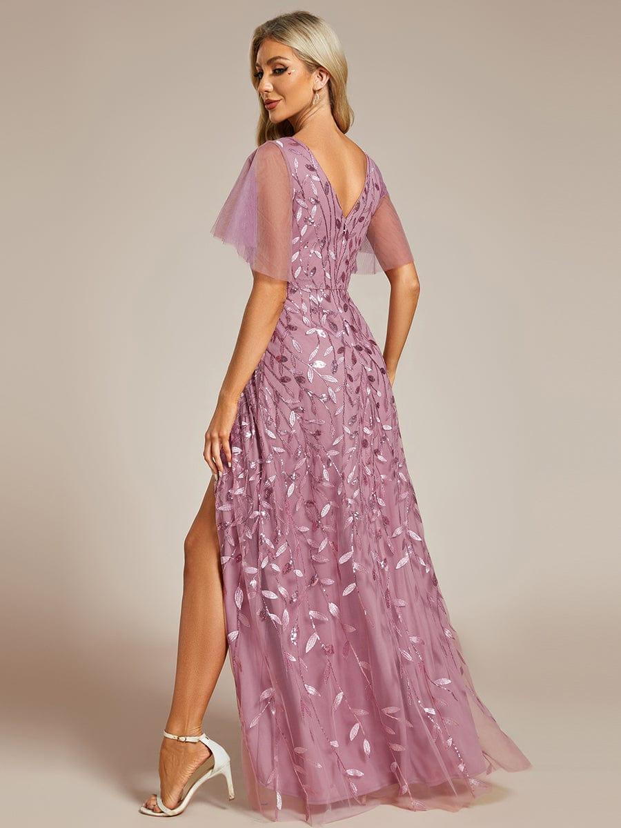 ever ALIX|V-Neck High Slit Sequined Wedding Guest Dresses - Image 50