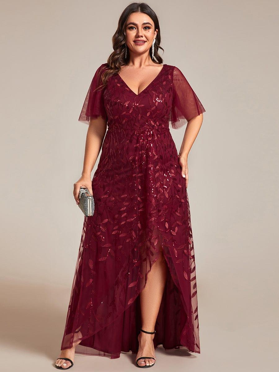 ever ALIX|V-Neck High Slit Sequined Wedding Guest Dresses - Image 8