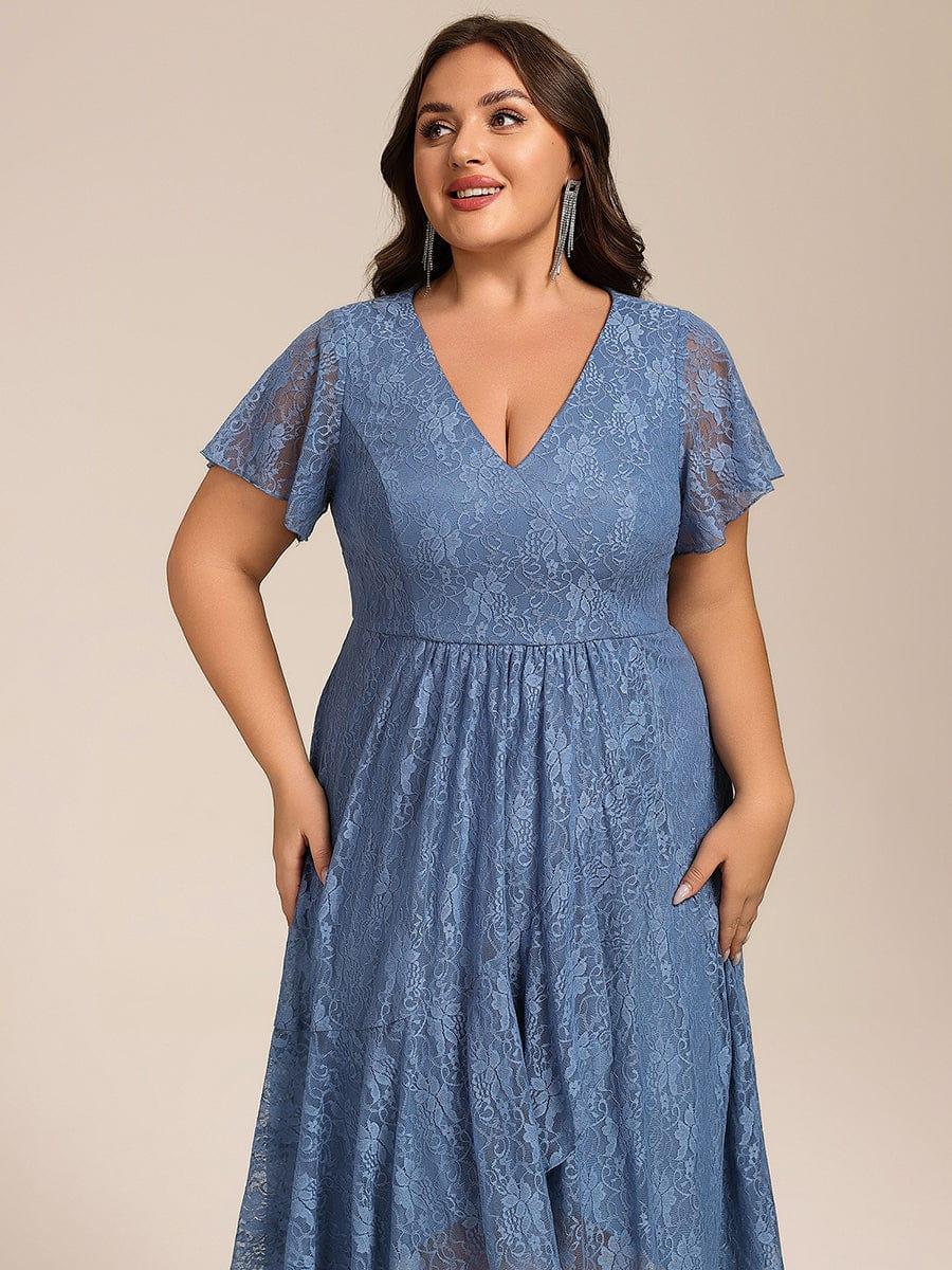 ever PALOMA|V-Neck Lace Lotus Leaf Ruffles Sleeve Midi Length Wedding Guest Dress - Image 18
