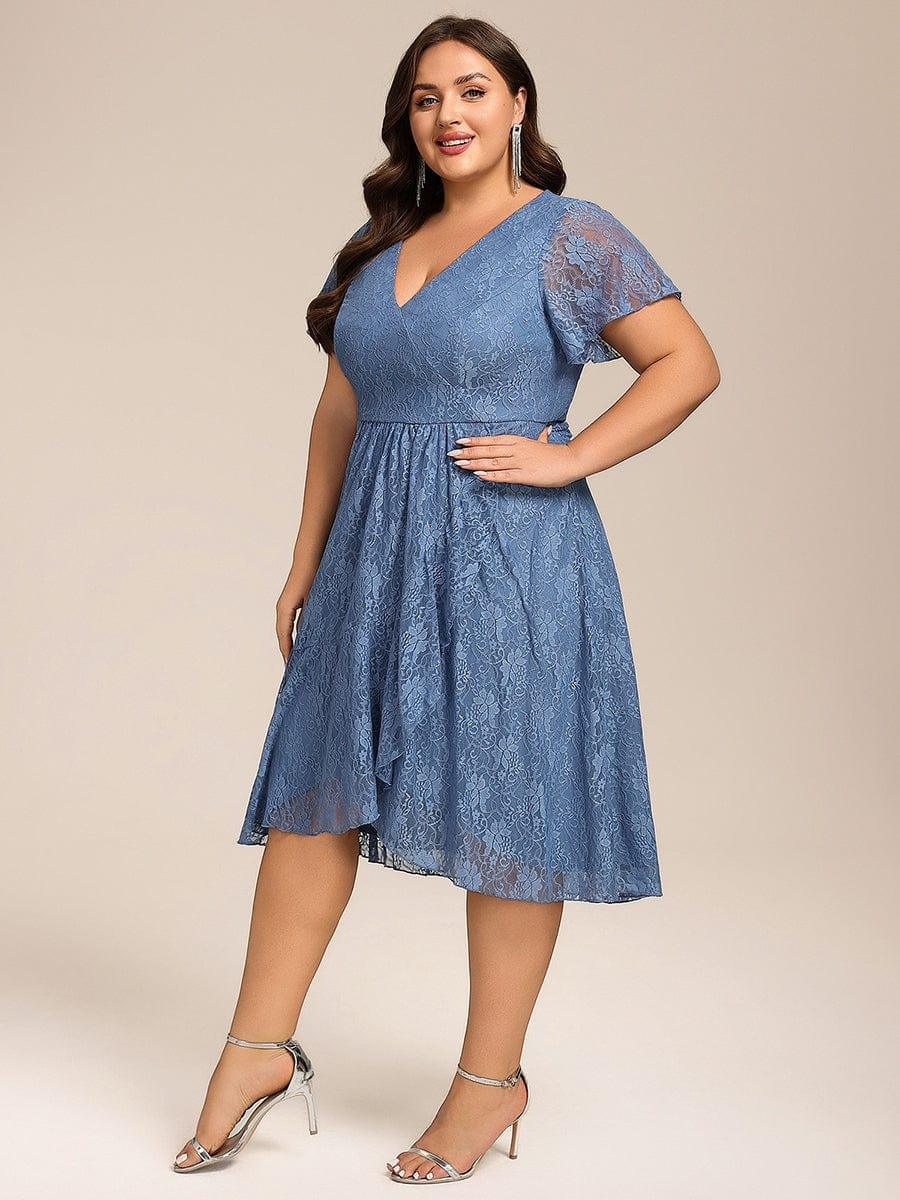 ever PALOMA|V-Neck Lace Lotus Leaf Ruffles Sleeve Midi Length Wedding Guest Dress - Image 19