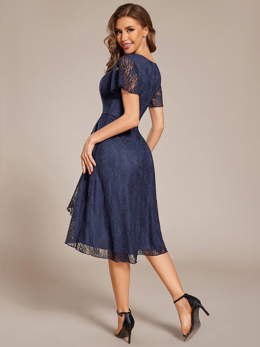 ever PALOMA|V-Neck Lace Lotus Leaf Ruffles Sleeve Midi Length Wedding Guest Dress - Image 22