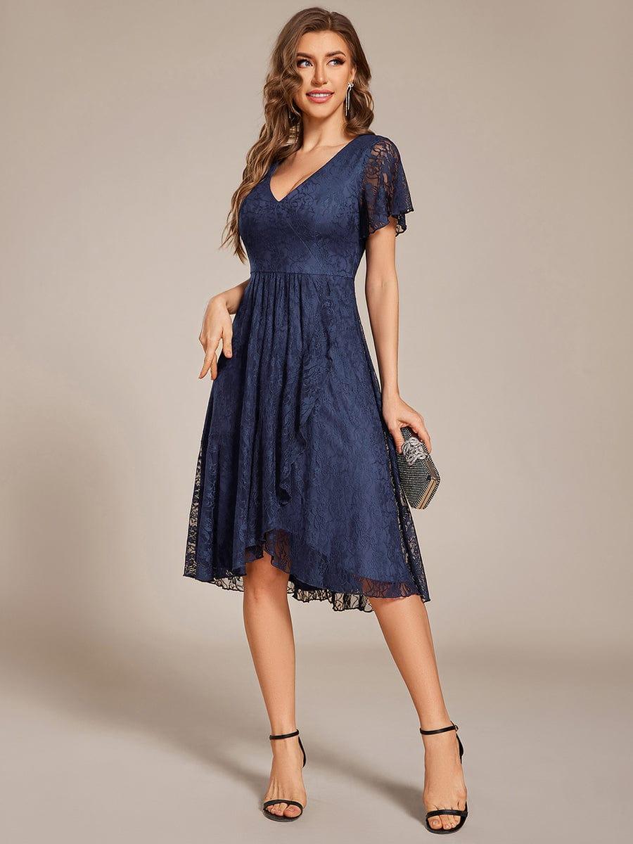 ever PALOMA|V-Neck Lace Lotus Leaf Ruffles Sleeve Midi Length Wedding Guest Dress - Image 24