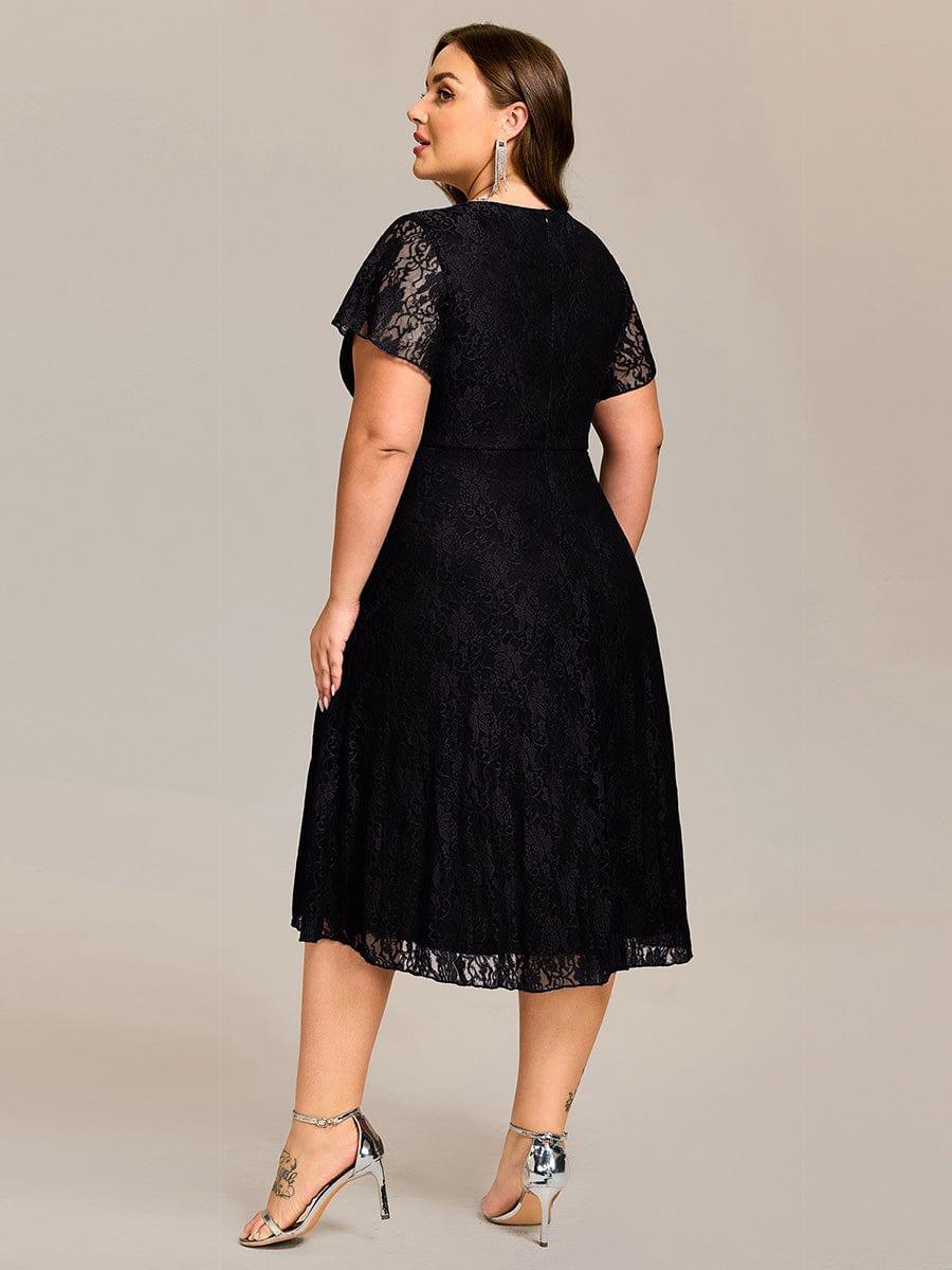 ever PALOMA|V-Neck Lace Lotus Leaf Ruffles Sleeve Midi Length Wedding Guest Dress - Image 9