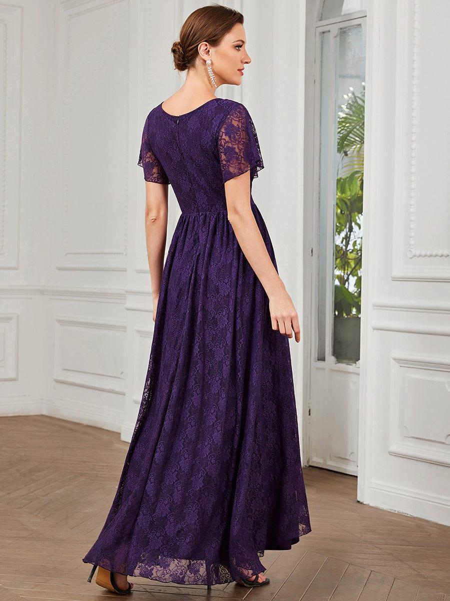 ever ELISE|V-Neck Short Sleeve Pleated Ruffled Lace Mother of the Bride Dress - Image 22