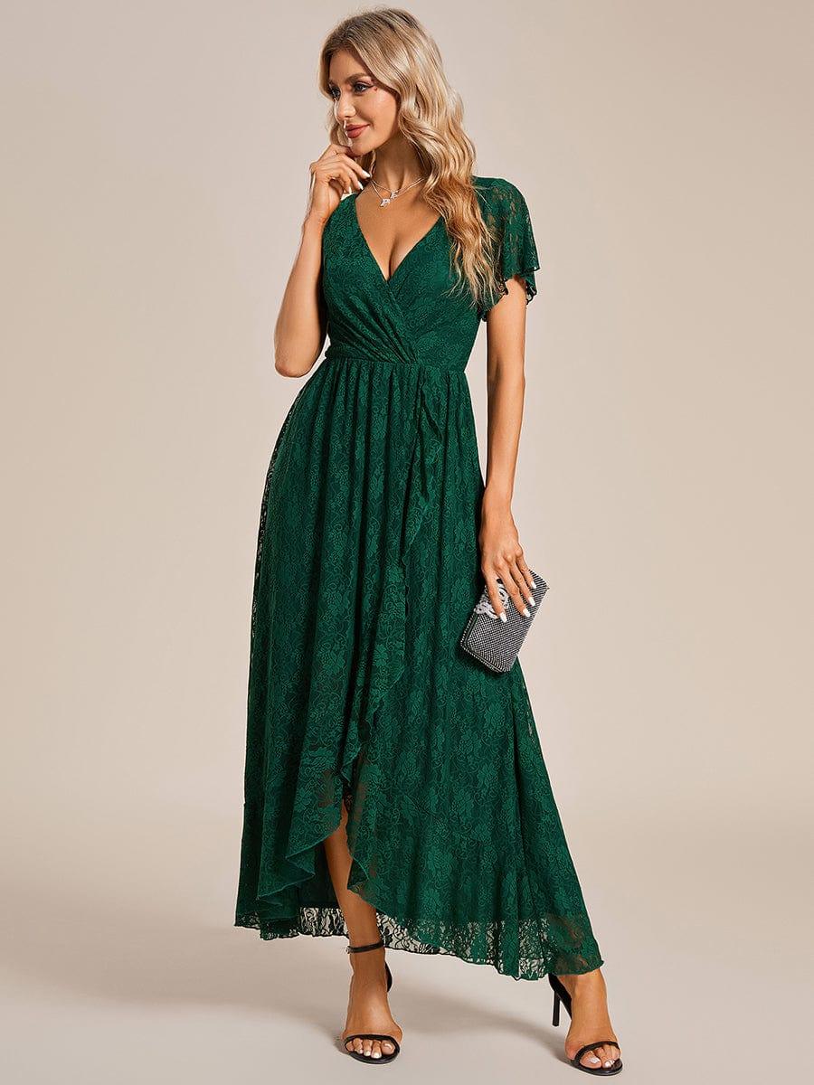 ever ELISE|V-Neck Short Sleeve Pleated Ruffled Lace Mother of the Bride Dress - Image 39