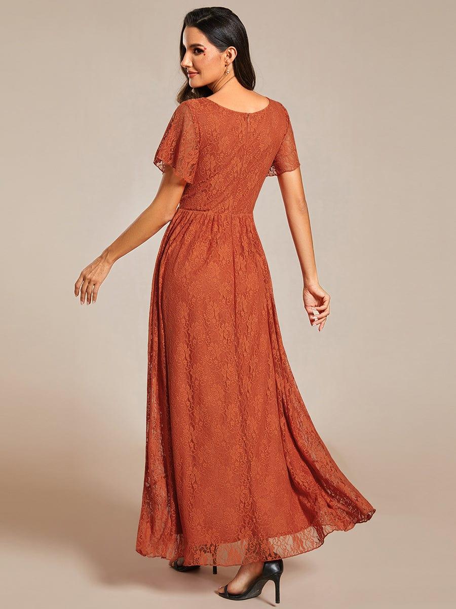 ever ELISE|V-Neck Short Sleeve Pleated Ruffled Lace Mother of the Bride Dress - Image 65