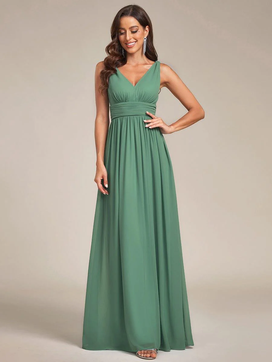 ever HUSH|V Neck Sleeveless Pleated Chiffon Maxi Evening Dress - Image 20
