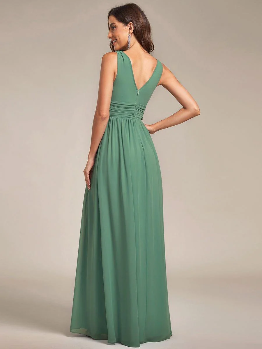 ever HUSH|V Neck Sleeveless Pleated Chiffon Maxi Evening Dress - Image 21