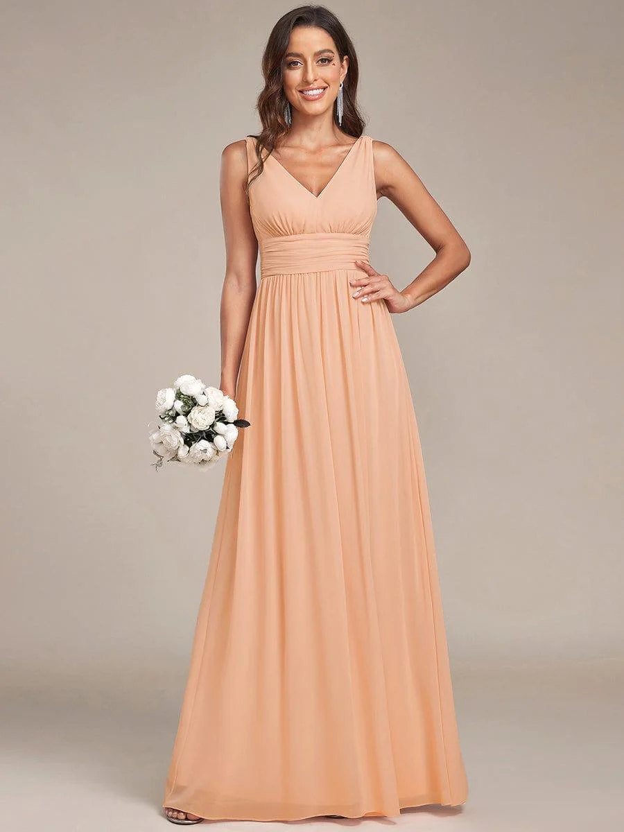 ever HUSH|V Neck Sleeveless Pleated Chiffon Maxi Evening Dress - Image 26