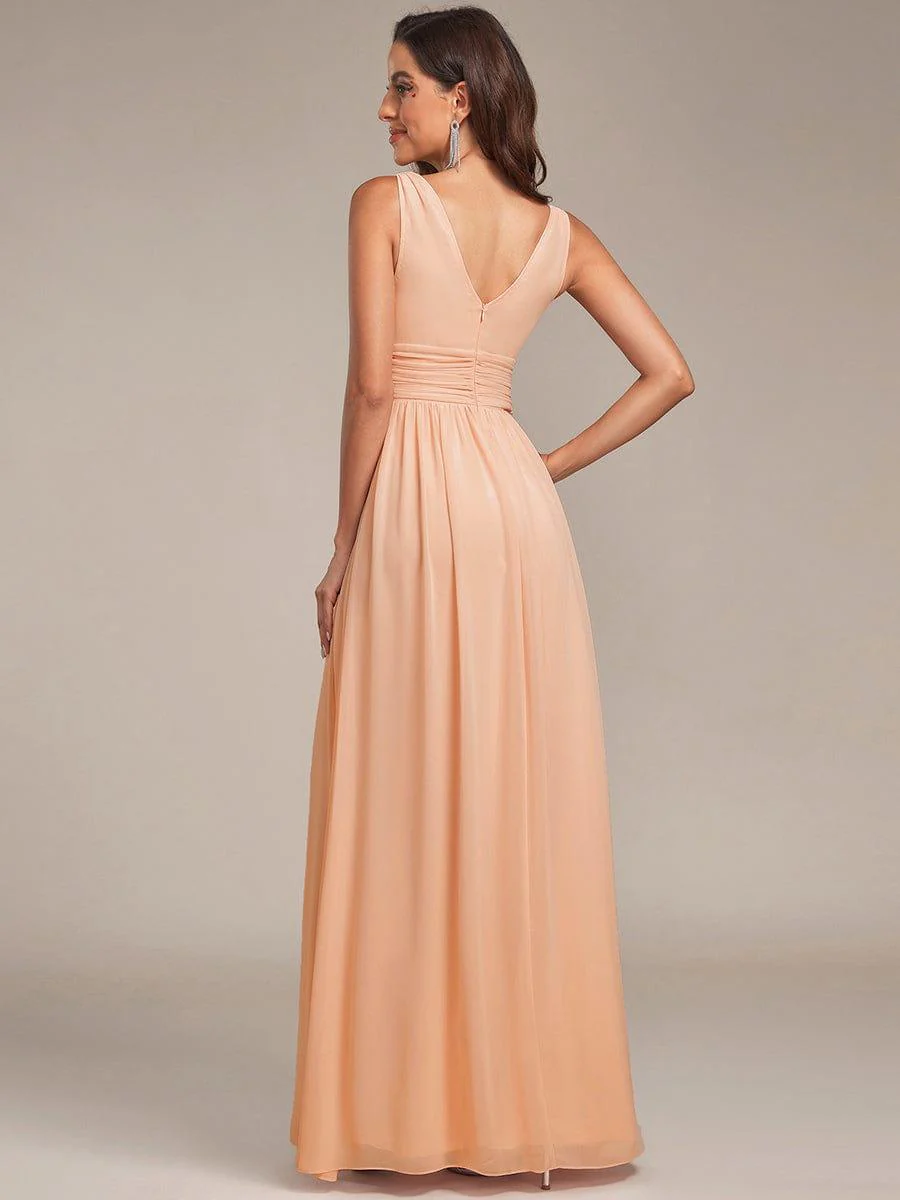 ever HUSH|V Neck Sleeveless Pleated Chiffon Maxi Evening Dress - Image 27