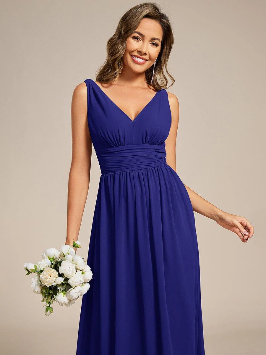 ever HUSH|V Neck Sleeveless Pleated Chiffon Maxi Evening Dress - Image 37