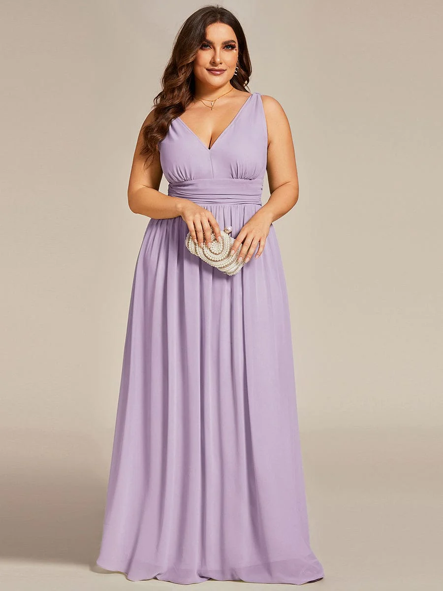 ever HUSH|V Neck Sleeveless Pleated Chiffon Maxi Evening Dress - Image 44