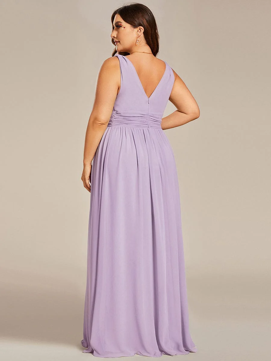 ever HUSH|V Neck Sleeveless Pleated Chiffon Maxi Evening Dress - Image 45