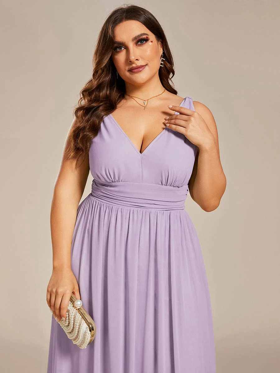 ever HUSH|V Neck Sleeveless Pleated Chiffon Maxi Evening Dress - Image 46