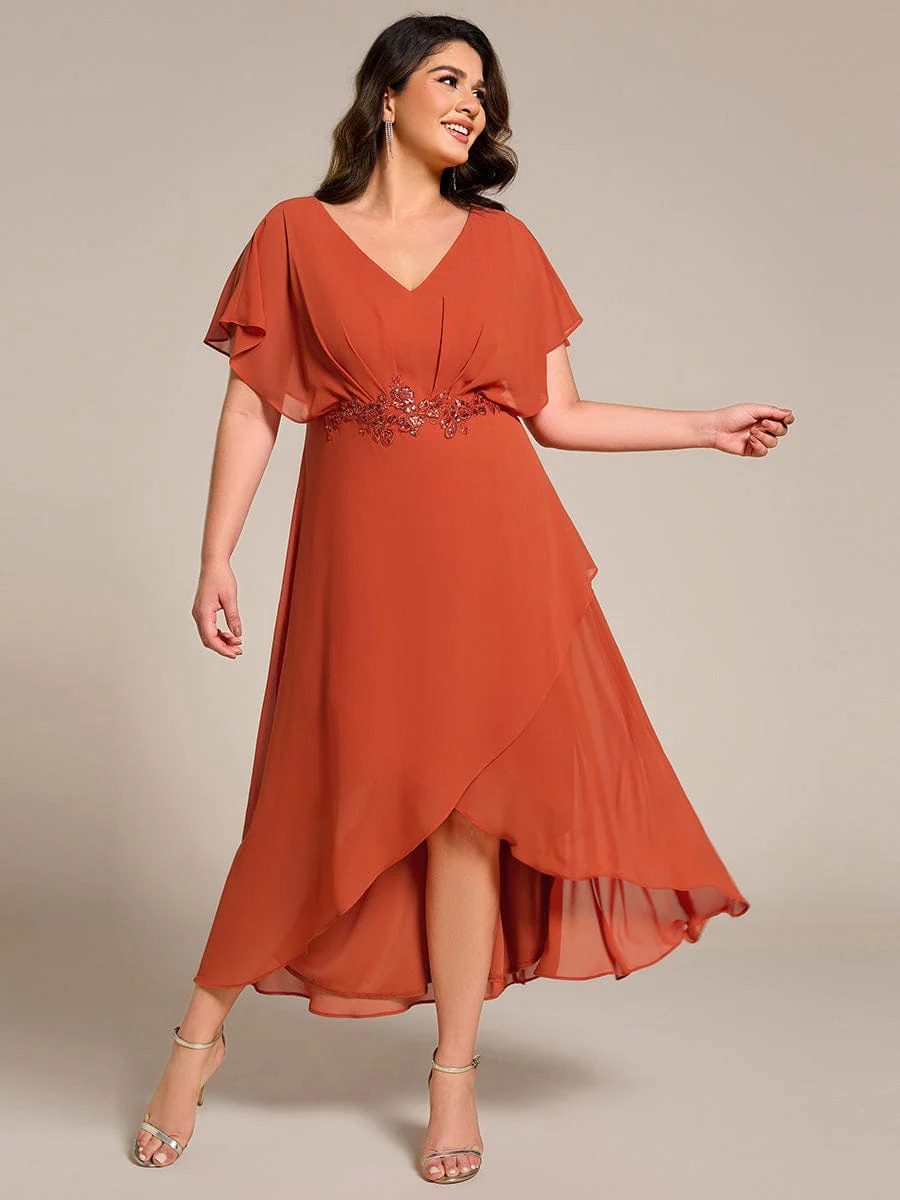 ever LILAS|Waist Applique A-Line Chiffon V-Neck Evening Dress(Final Sale) - Image 14