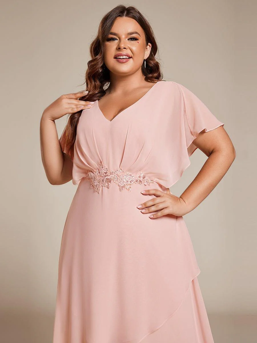 ever LILAS|Waist Applique A-Line Chiffon V-Neck Evening Dress(Final Sale) - Image 8