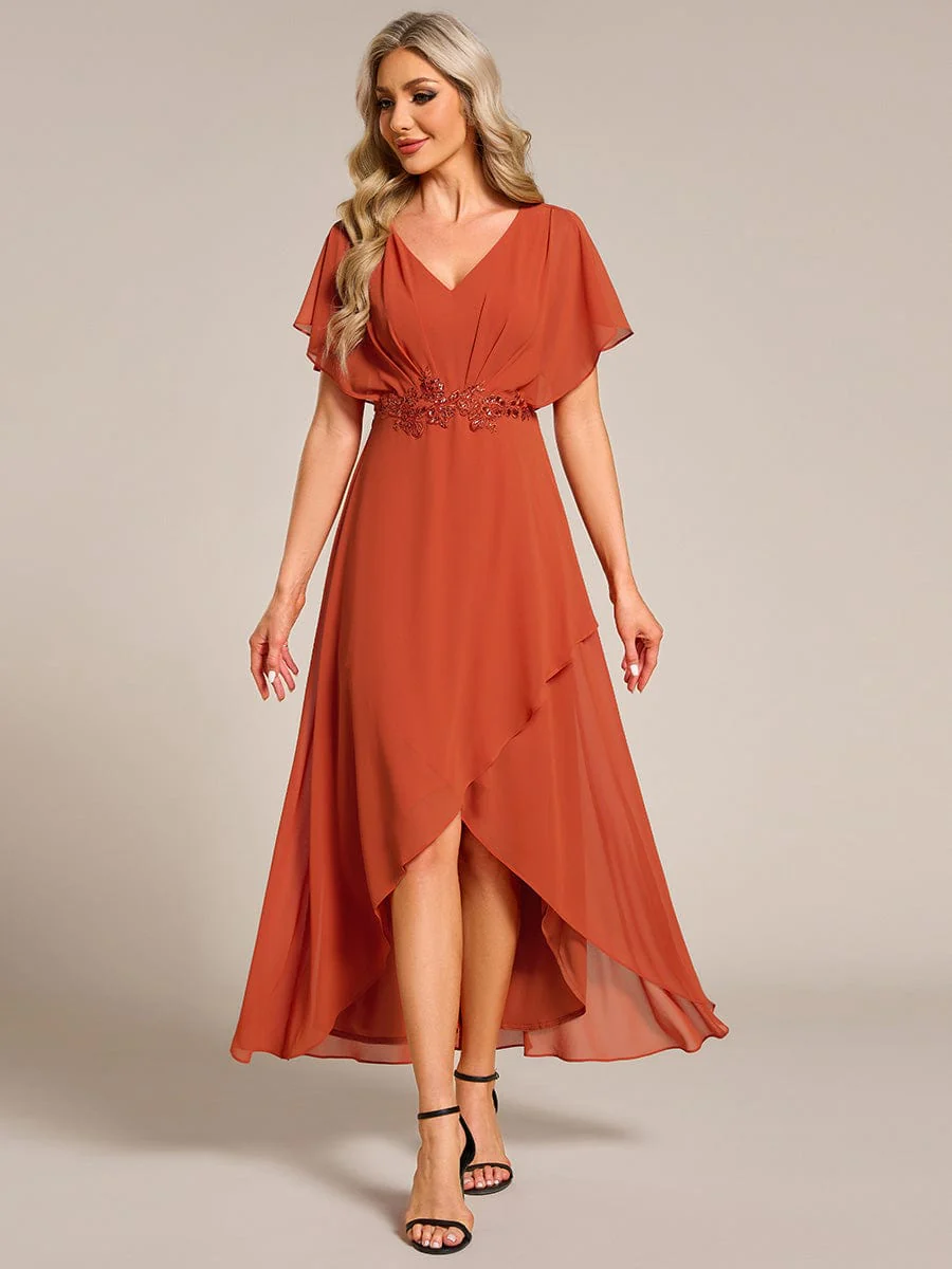 ever LILAS|Waist Applique A-Line Chiffon V-Neck Evening Dress(Final Sale) - Image 9