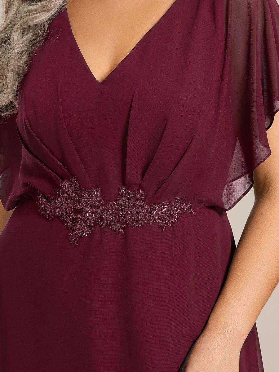 ever LILAS|Waist Applique A-Line Chiffon V-Neck Wedding Guest Dress - Image 40
