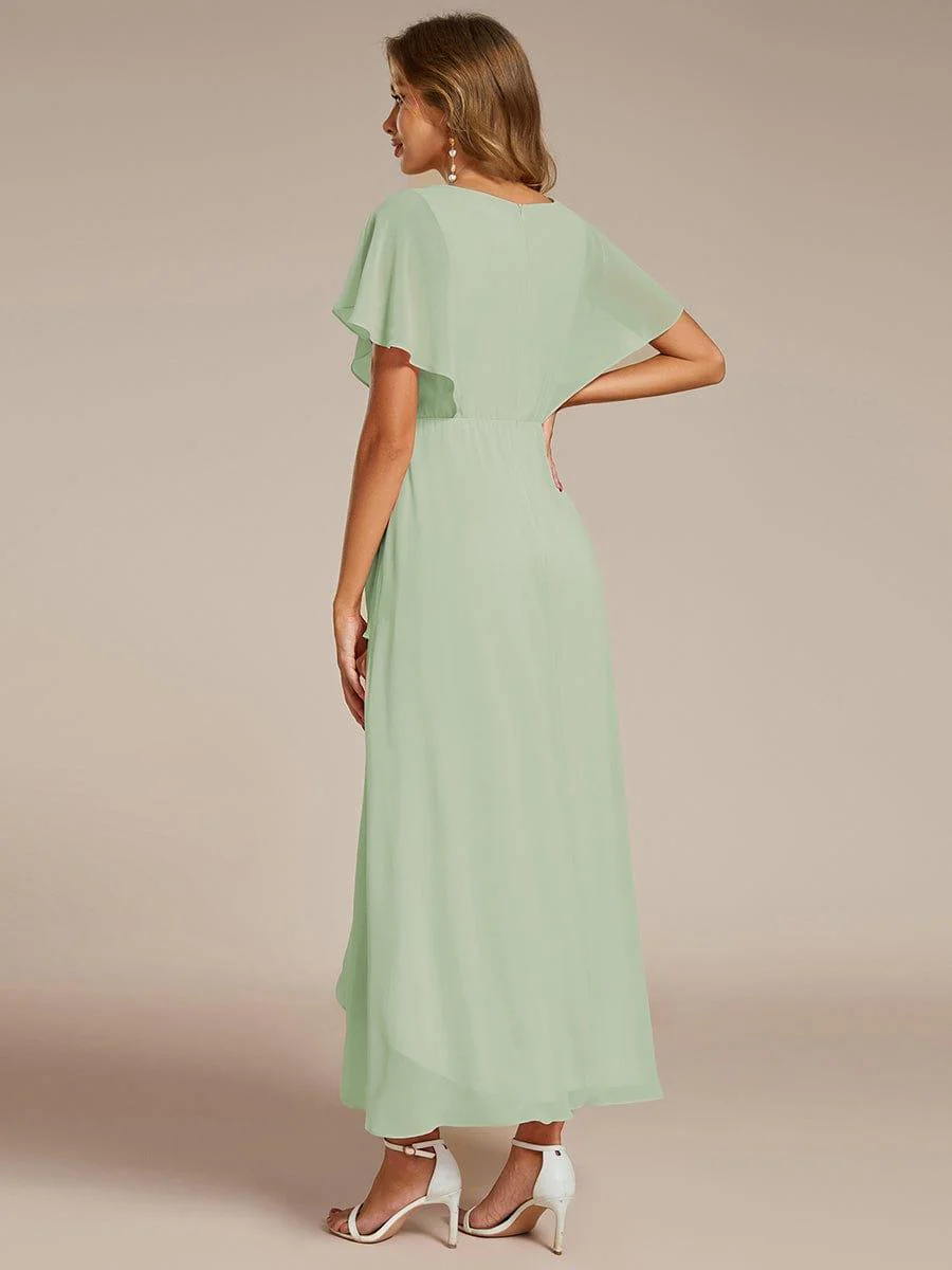ever LILAS|Waist Applique A-Line Chiffon V-Neck Wedding Guest Dress - Image 50
