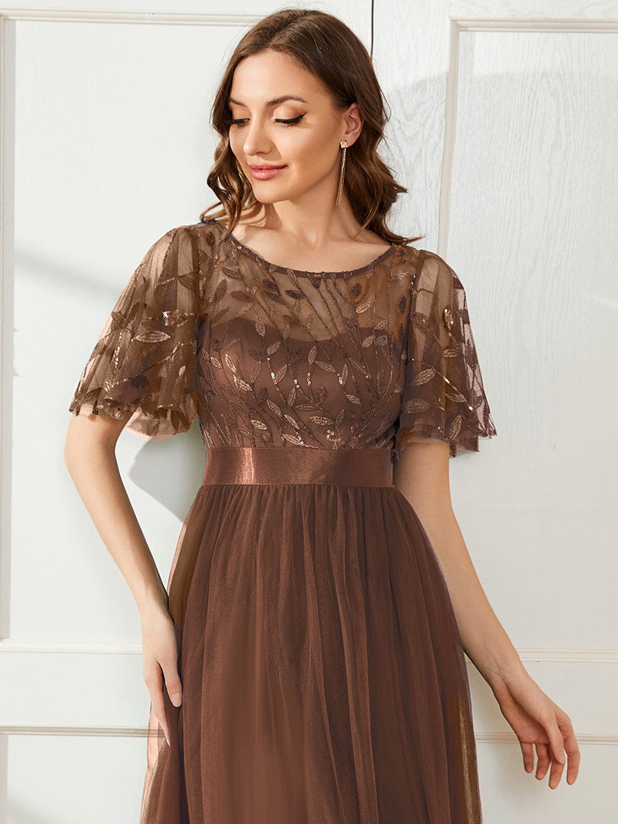 ever SAPHIR|Women's A-Line Short Sleeve Embroidery Floor Length Dresses In Pink - Image 11