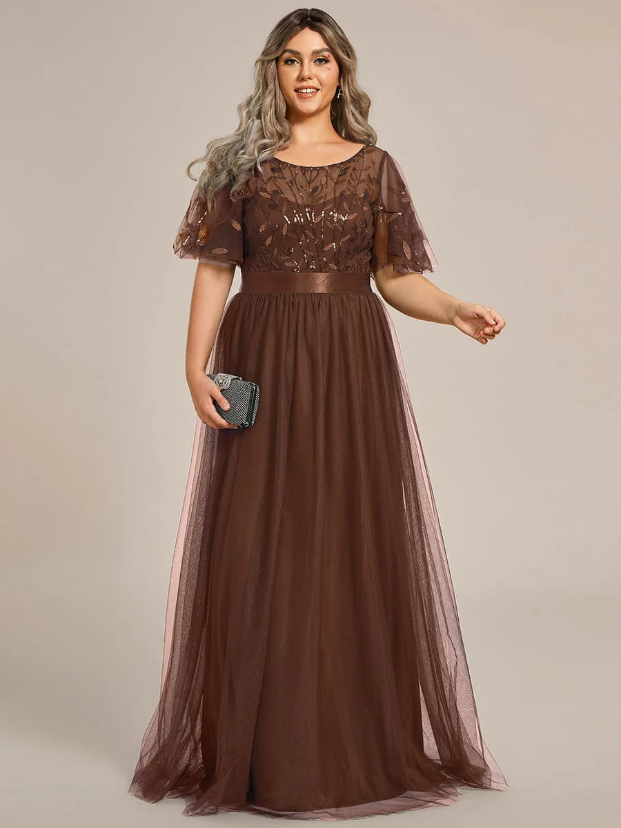 ever SAPHIR|Women's A-Line Short Sleeve Embroidery Floor Length Dresses In Pink - Image 12