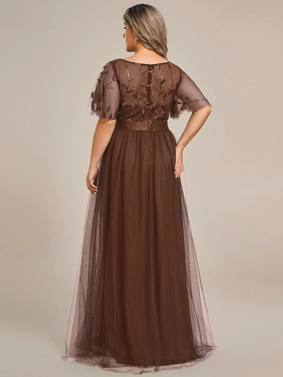 ever SAPHIR|Women's A-Line Short Sleeve Embroidery Floor Length Dresses In Pink - Image 13