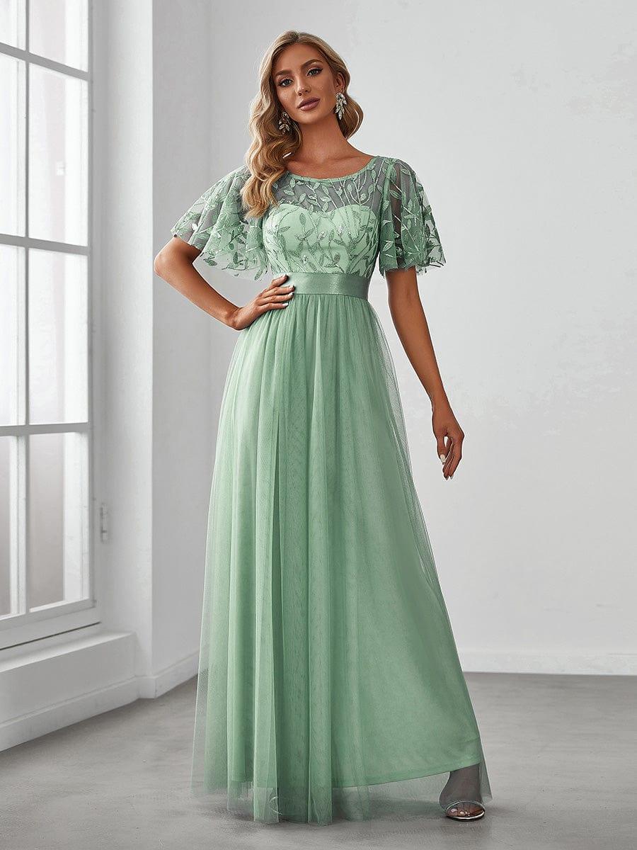 ever SAPHIR|Women's A-Line Short Sleeve Embroidery Floor Length Wedding Guest Dresses - Image 10