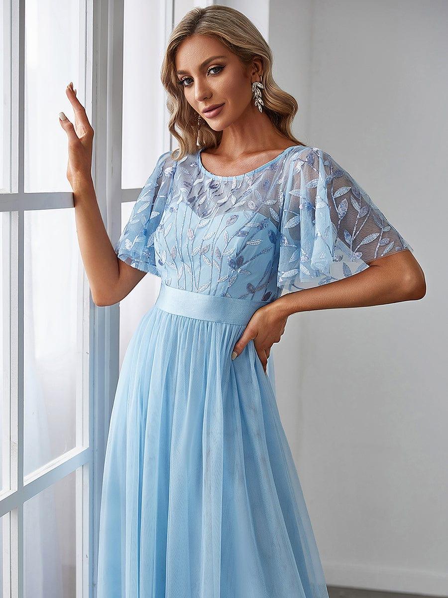 ever SAPHIR|Women's A-Line Short Sleeve Embroidery Floor Length Wedding Guest Dresses - Image 101