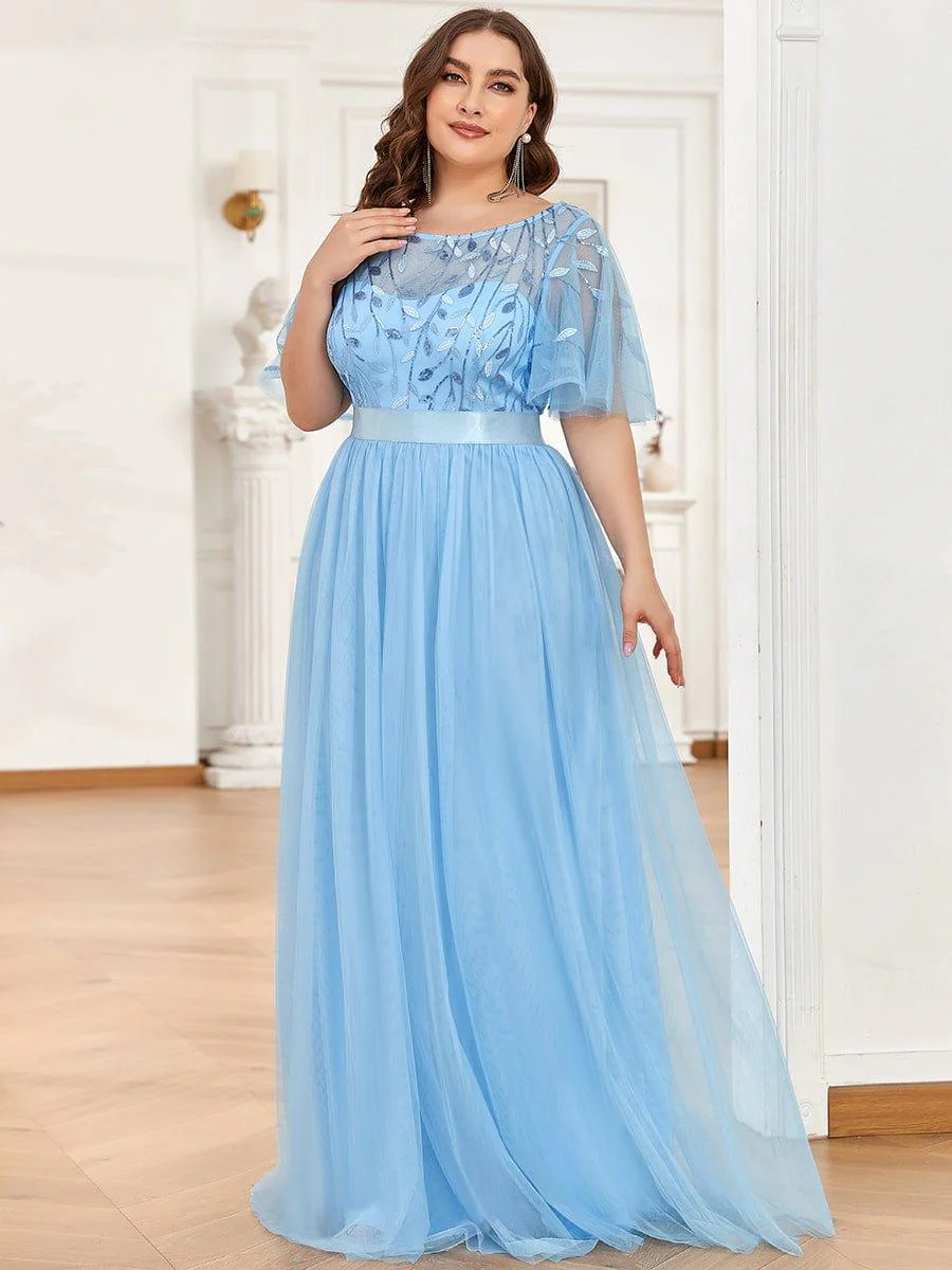 ever SAPHIR|Women's A-Line Short Sleeve Embroidery Floor Length Wedding Guest Dresses - Image 103