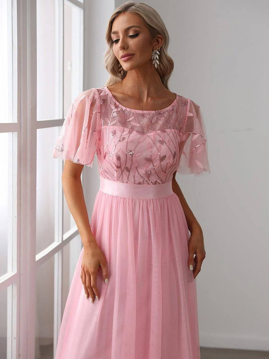 ever SAPHIR|Women's A-Line Short Sleeve Embroidery Floor Length Wedding Guest Dresses - Image 107