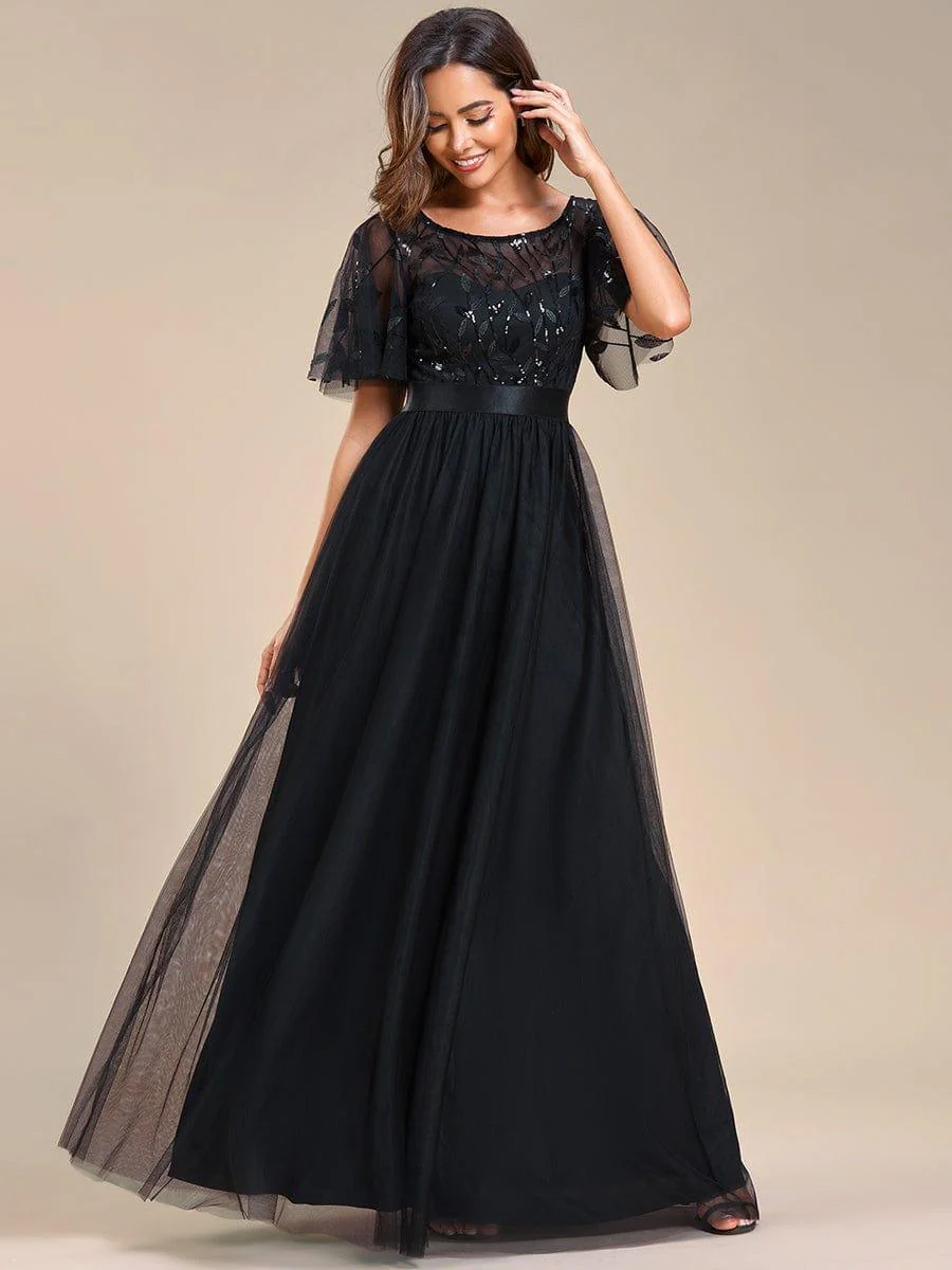 ever SAPHIR|Women's A-Line Short Sleeve Embroidery Floor Length Wedding Guest Dresses - Image 111