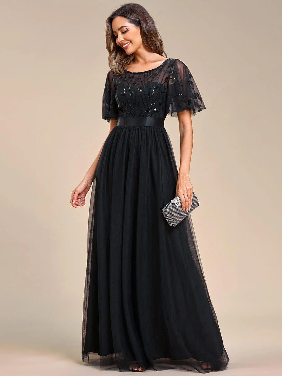 ever SAPHIR|Women's A-Line Short Sleeve Embroidery Floor Length Wedding Guest Dresses - Image 114
