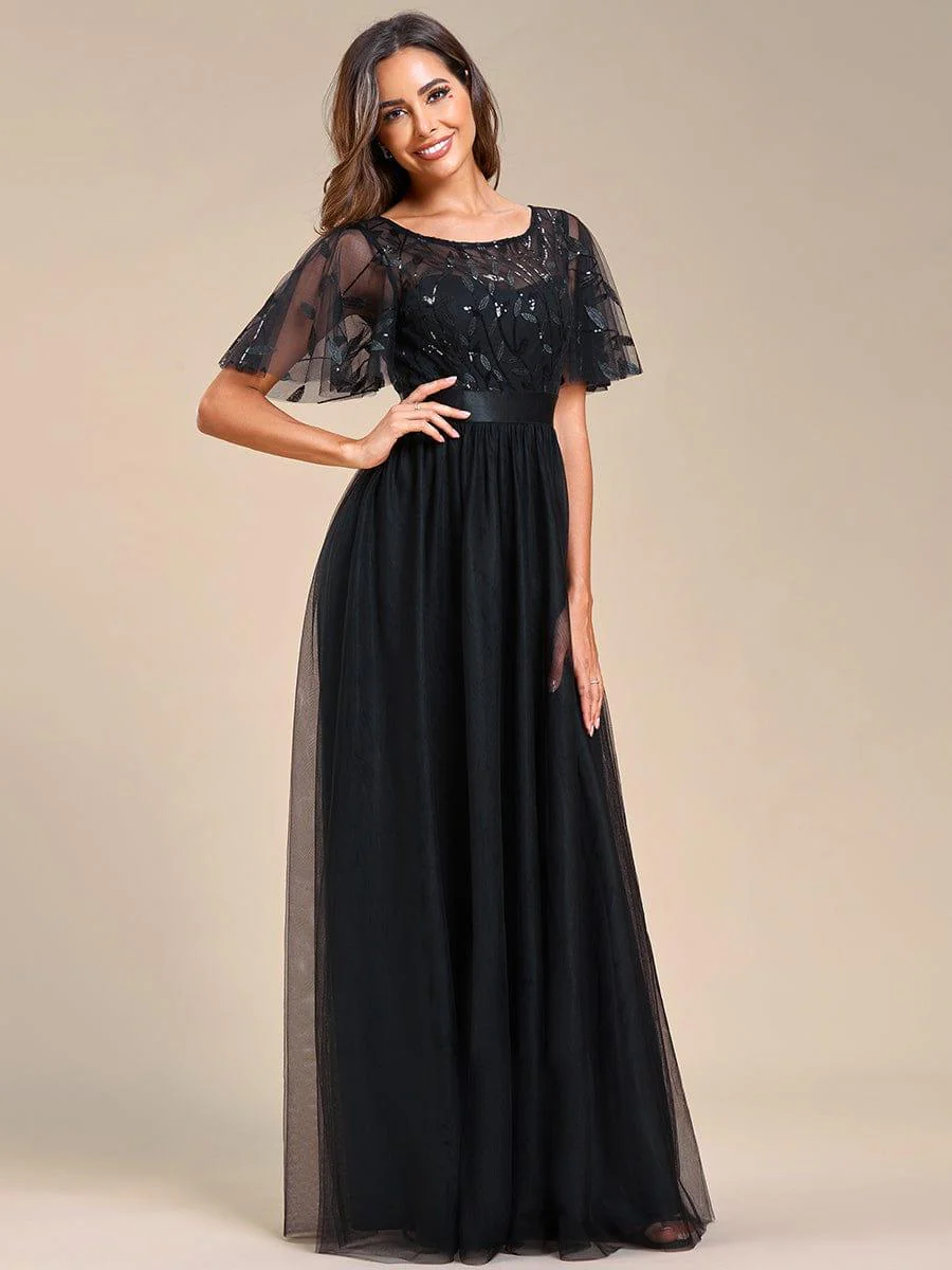 ever SAPHIR|Women's A-Line Short Sleeve Embroidery Floor Length Wedding Guest Dresses - Image 115