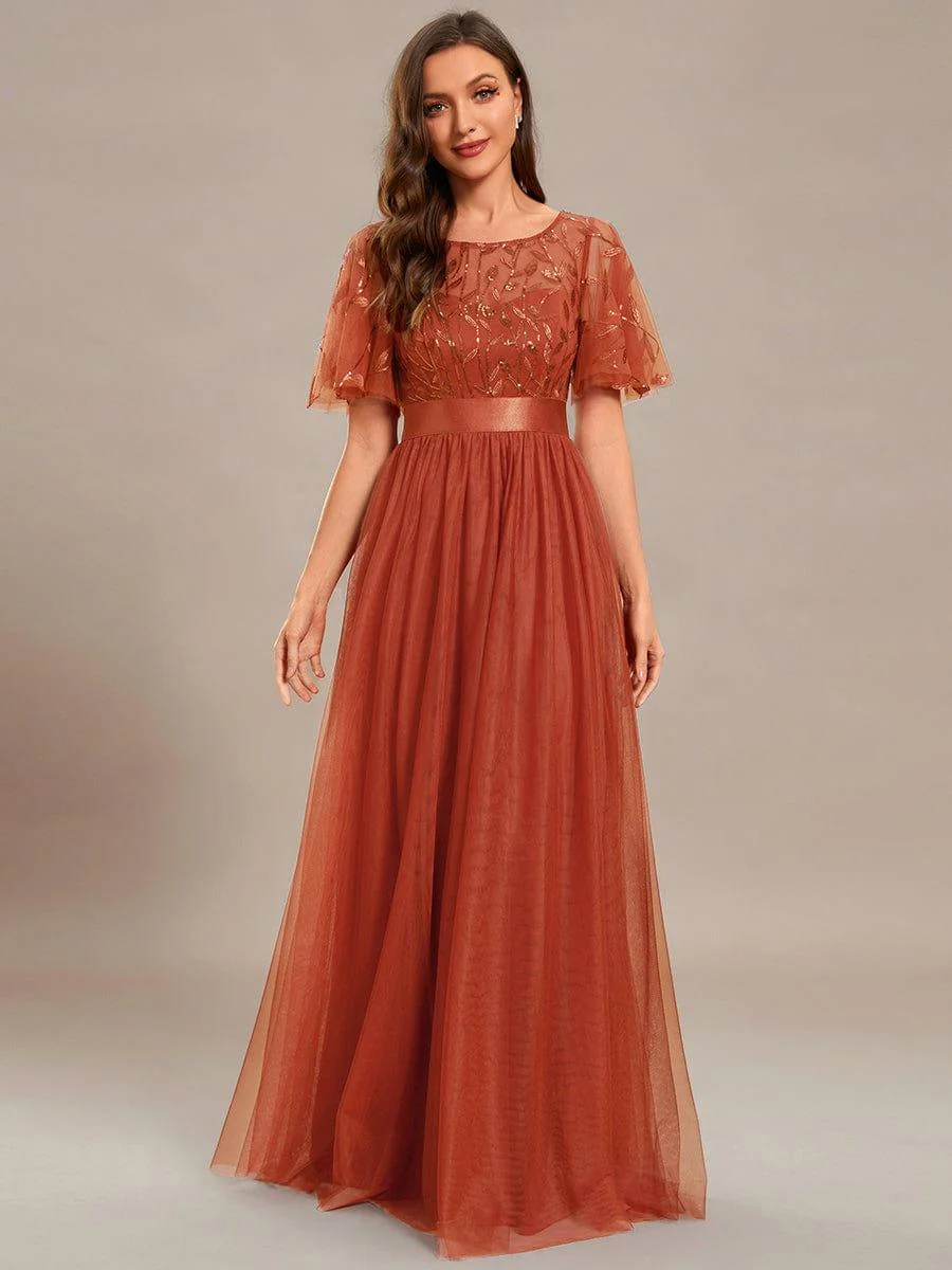 ever SAPHIR|Women's A-Line Short Sleeve Embroidery Floor Length Wedding Guest Dresses - Image 118