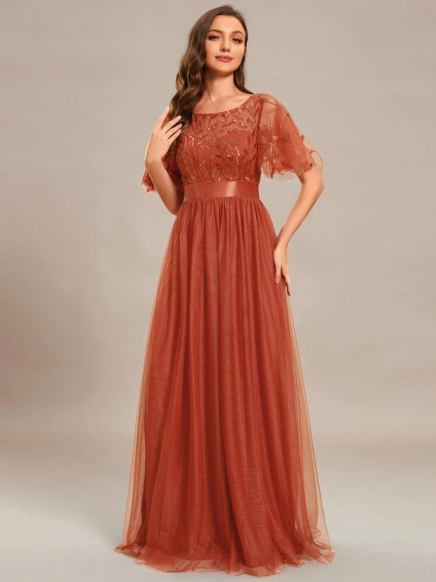 ever SAPHIR|Women's A-Line Short Sleeve Embroidery Floor Length Wedding Guest Dresses - Image 122