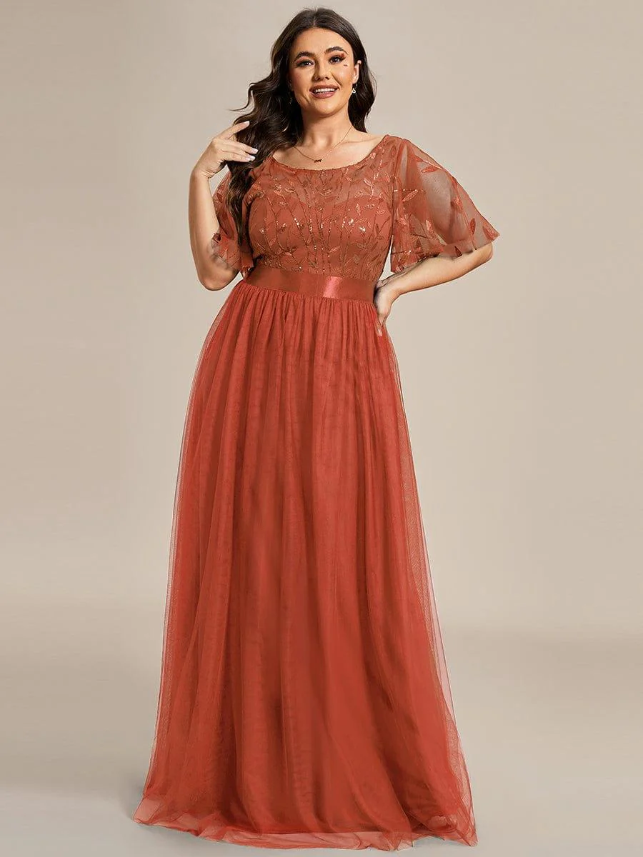 ever SAPHIR|Women's A-Line Short Sleeve Embroidery Floor Length Wedding Guest Dresses - Image 123