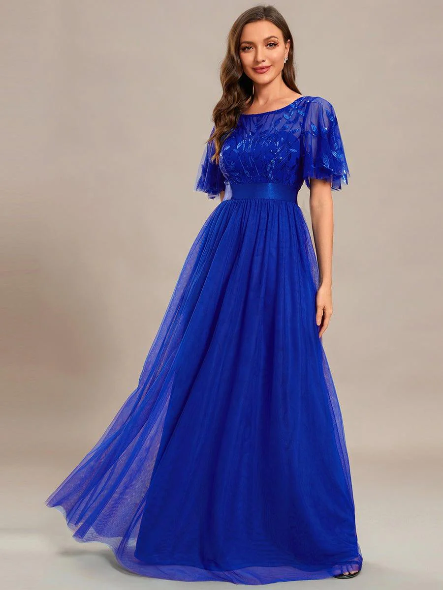 ever SAPHIR|Women's A-Line Short Sleeve Embroidery Floor Length Wedding Guest Dresses - Image 128