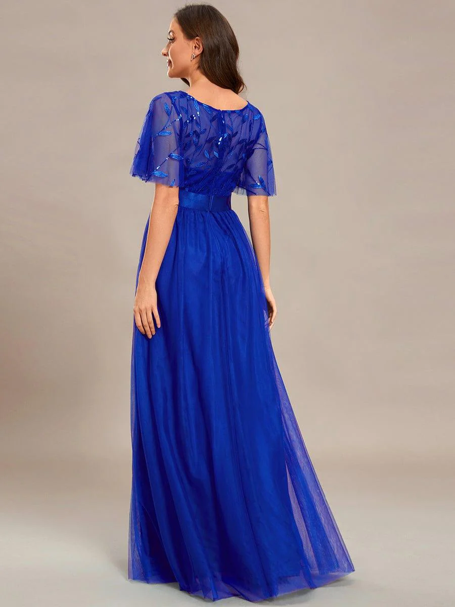 ever SAPHIR|Women's A-Line Short Sleeve Embroidery Floor Length Wedding Guest Dresses - Image 129