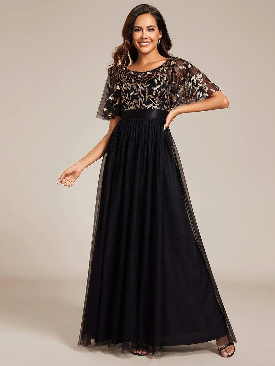 ever SAPHIR|Women's A-Line Short Sleeve Embroidery Floor Length Wedding Guest Dresses - Image 13
