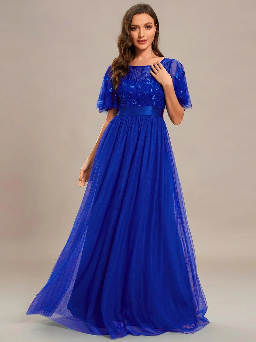 ever SAPHIR|Women's A-Line Short Sleeve Embroidery Floor Length Wedding Guest Dresses - Image 132