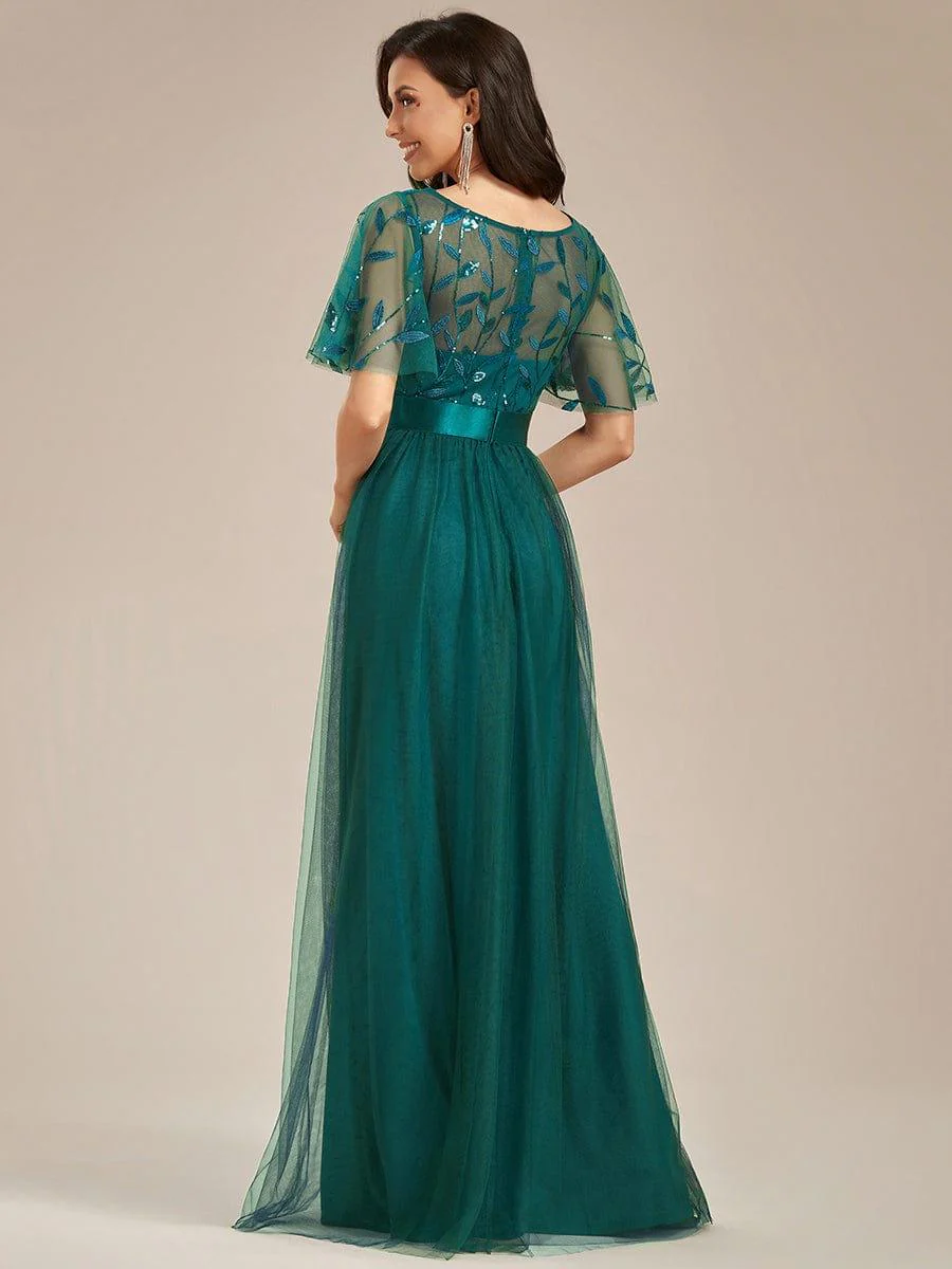 ever SAPHIR|Women's A-Line Short Sleeve Embroidery Floor Length Wedding Guest Dresses - Image 138