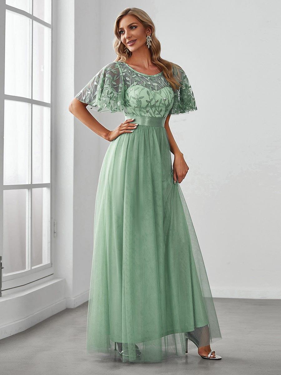 ever SAPHIR|Women's A-Line Short Sleeve Embroidery Floor Length Wedding Guest Dresses - Image 146