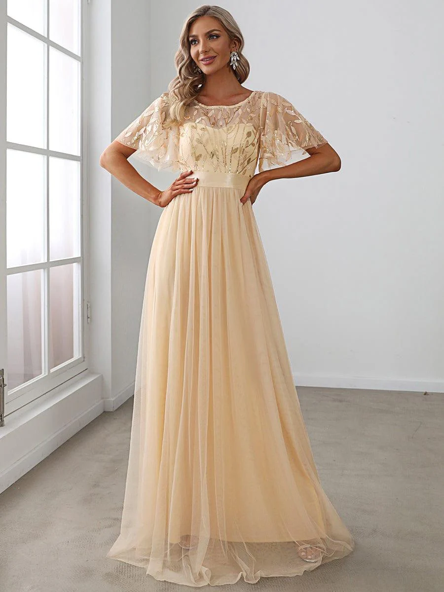 ever SAPHIR|Women's A-Line Short Sleeve Embroidery Floor Length Wedding Guest Dresses - Image 15