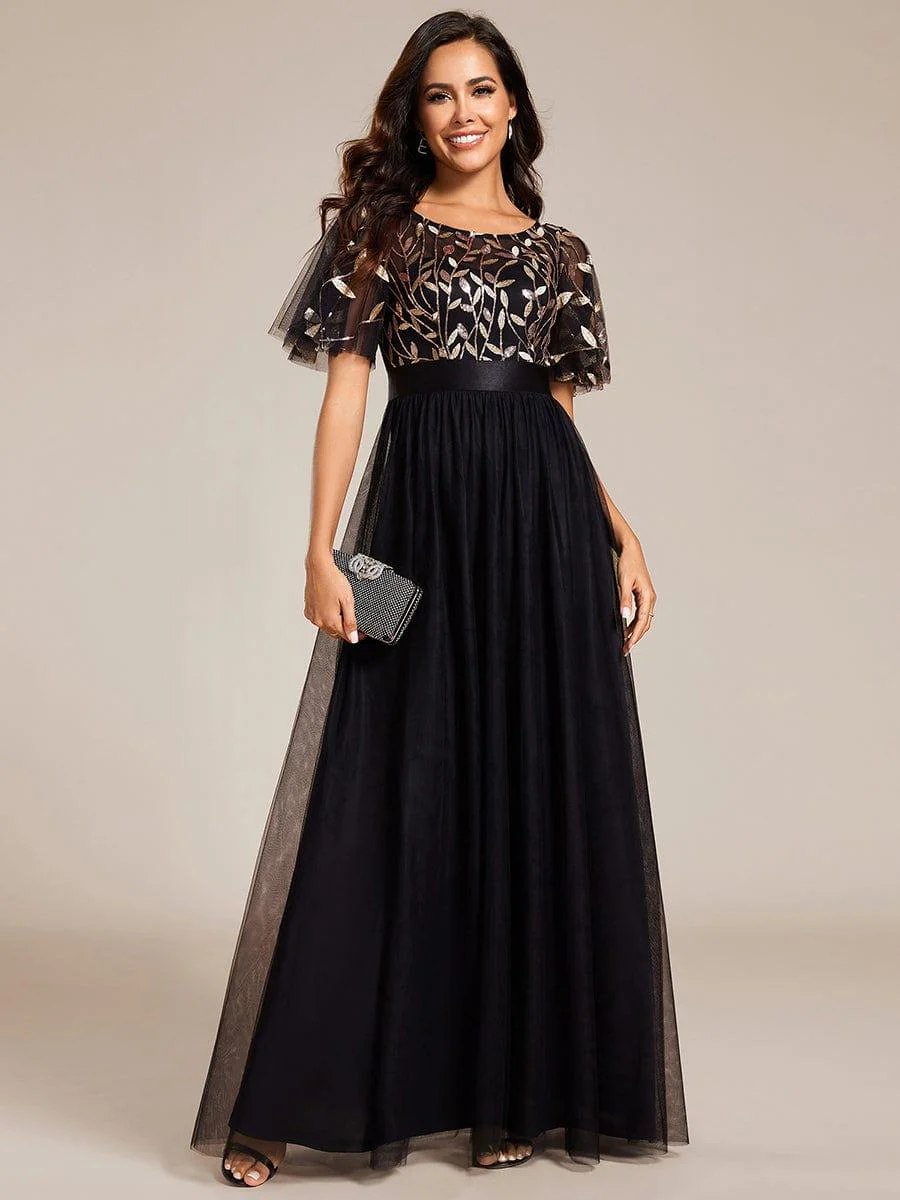ever SAPHIR|Women's A-Line Short Sleeve Embroidery Floor Length Wedding Guest Dresses - Image 153